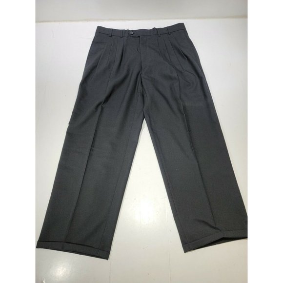 Vincenzo D'Italia True Black 100% Wool Pleated Rolled Hem Dress Pants Size 36 - Picture 2 of 9